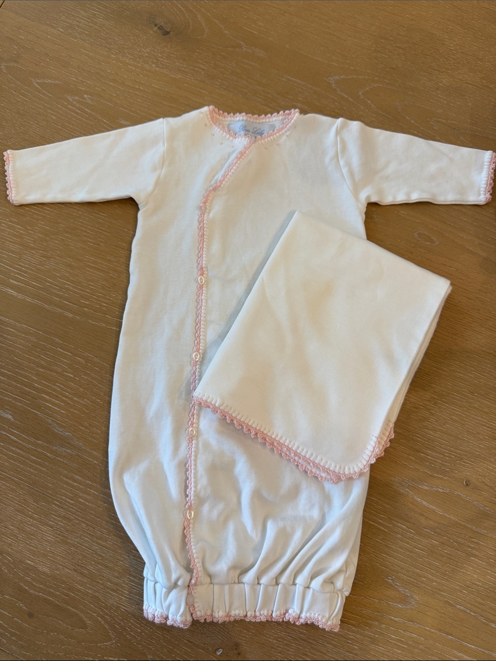 White Baby Sleep Sack with Pink Trim and Matching Blanket - Kids Pajamas